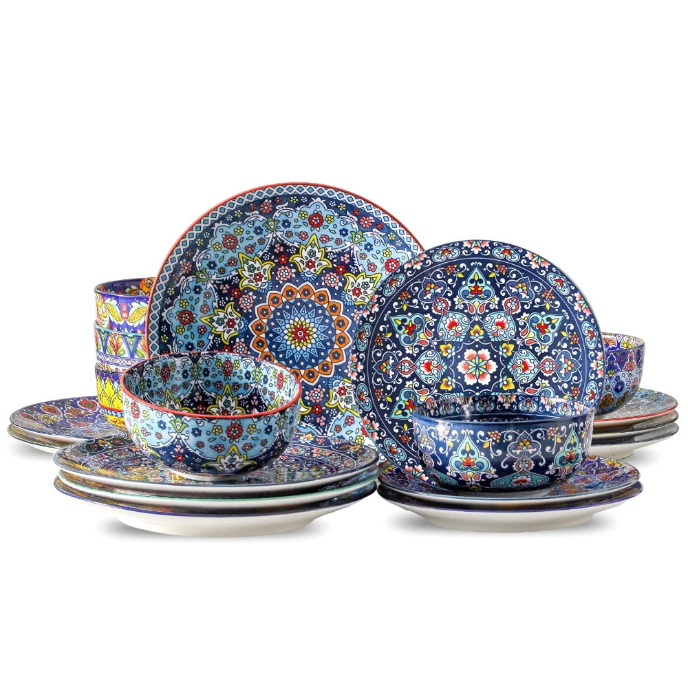 HASENSE Boho Plate & Bowl Bundle (Set of 18)