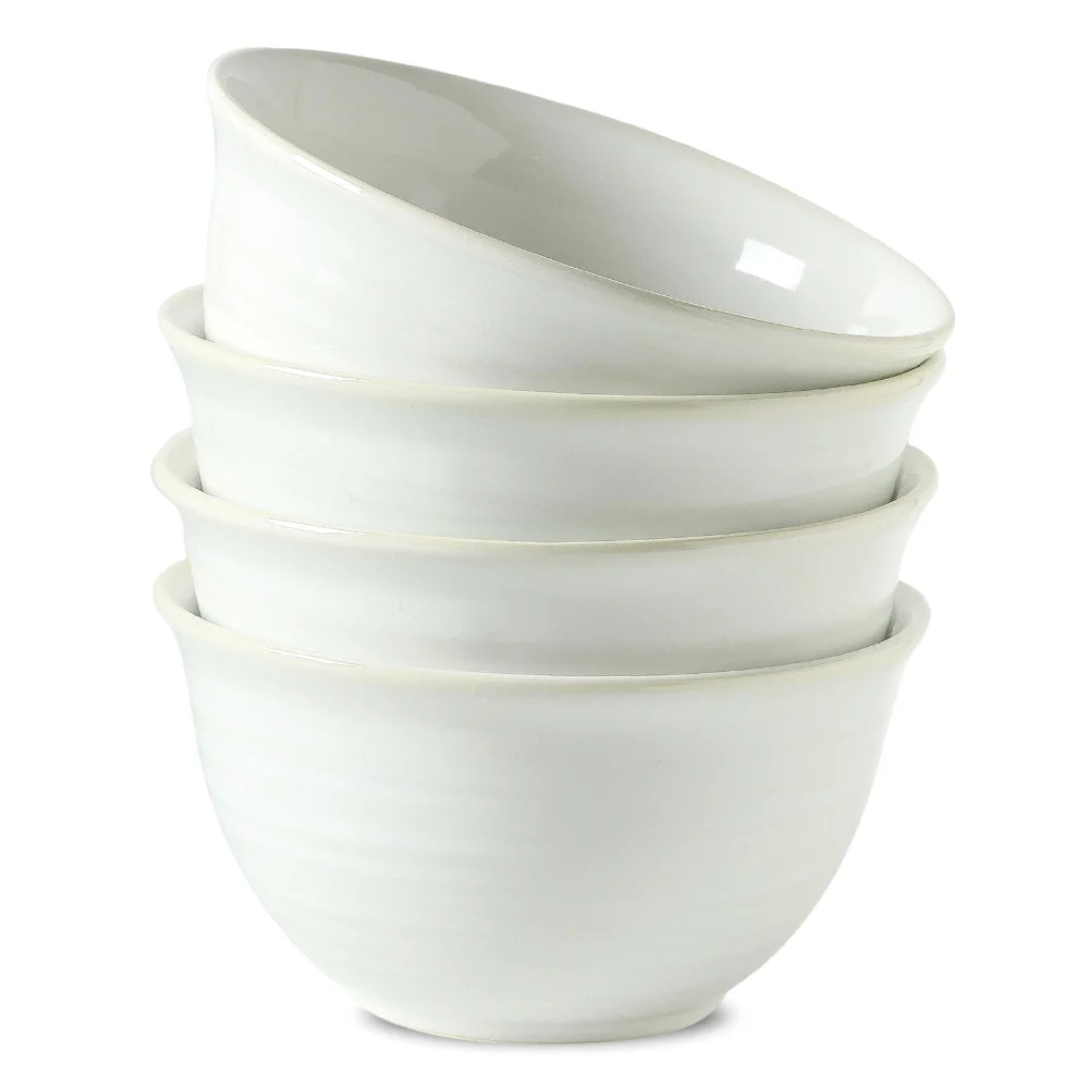 HASENSE Clay-Infused Soup Bowls, 40 oz, White