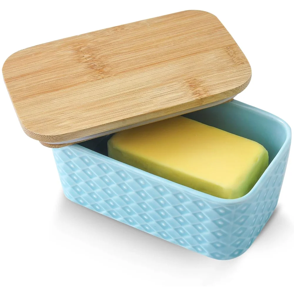 HASENSE Farmhouse Butter Dish, Turquoise