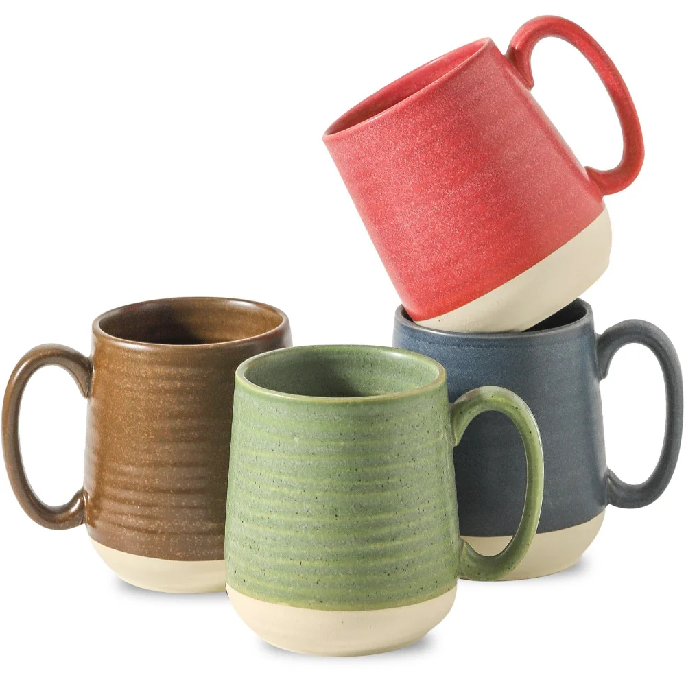 HASENSE Holiday Coffee Mugs (Set of 4), 15 oz