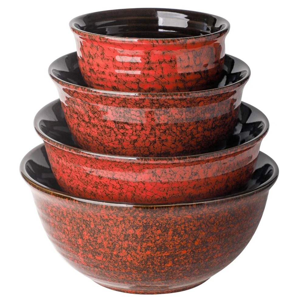 HASENSE Holiday Mixing Bowls (Set of 4), 0.5 qt, Red