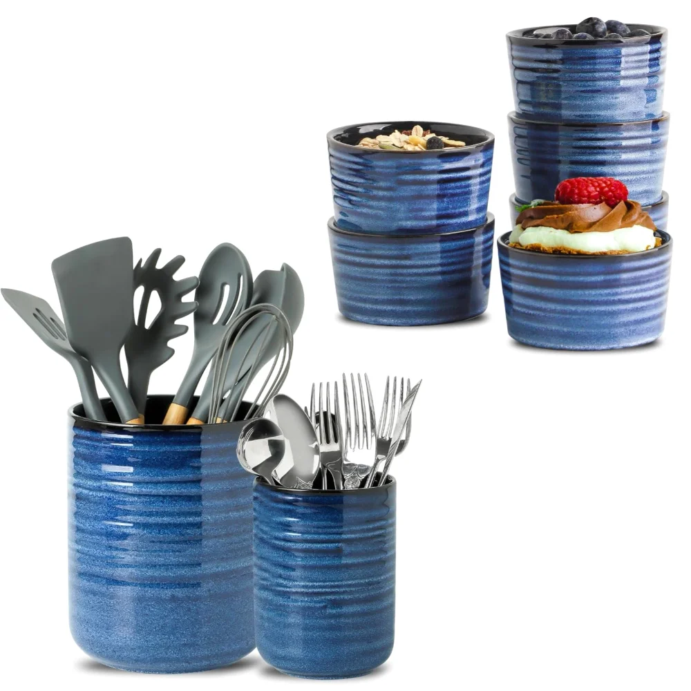 HASENSE Utensil Crock & Ramekin Bundle
