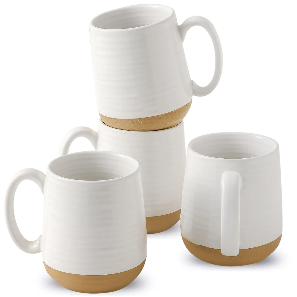 HASENSE Coffee Mugs (Set of 4), 15 oz, White