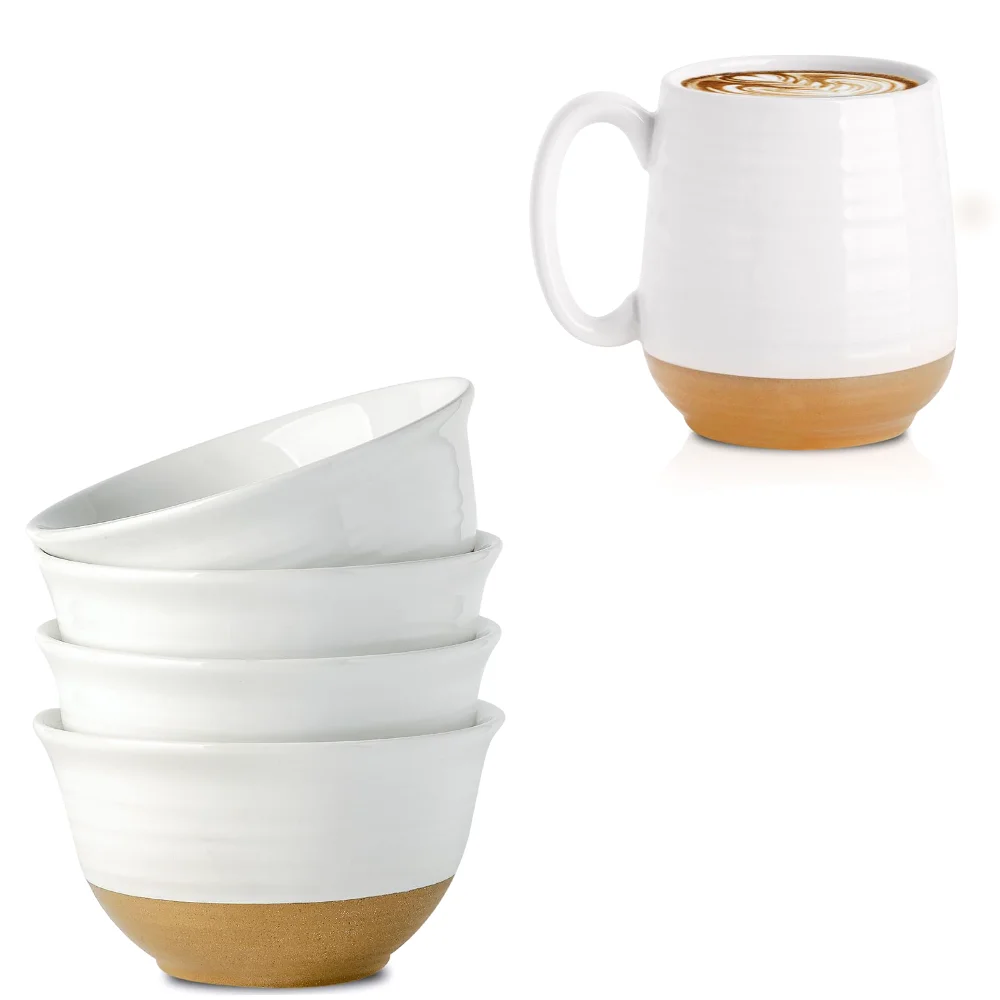 HASENSE Mug & Bowl Bundle (Set of 5), White