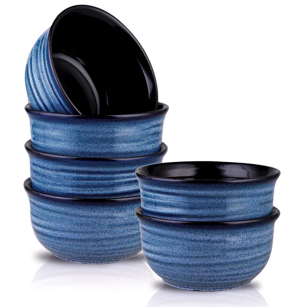HASENSE Cereal Bowls (Set of 6), 20 oz, Blue