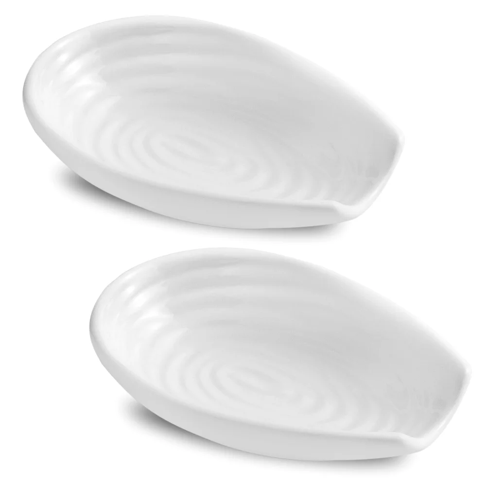 HASENSE Farmhouse Spoon Rest (Set of 2), White