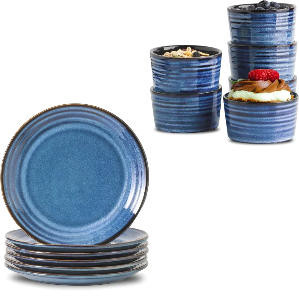 HASENSE Plate & Ramekin Bundle, Blue