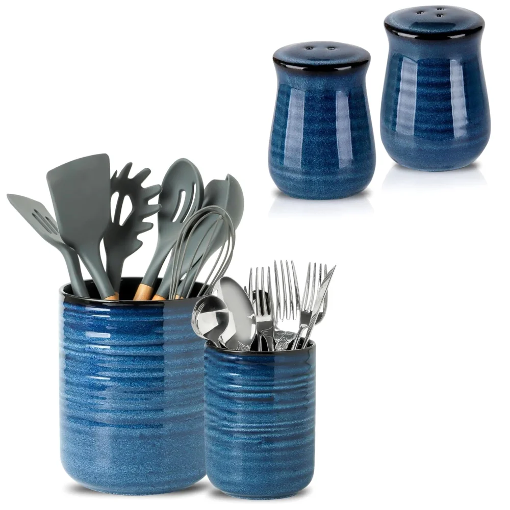 HASENSE Utensil Crock & Salt Cellar Bundle