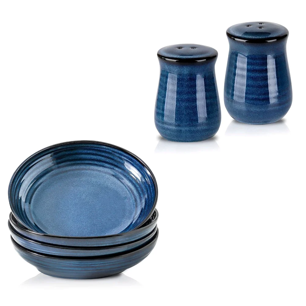 HASENSE Bowl & Salt Cellar Bundle (Set of 4), 8.7 in, Blue