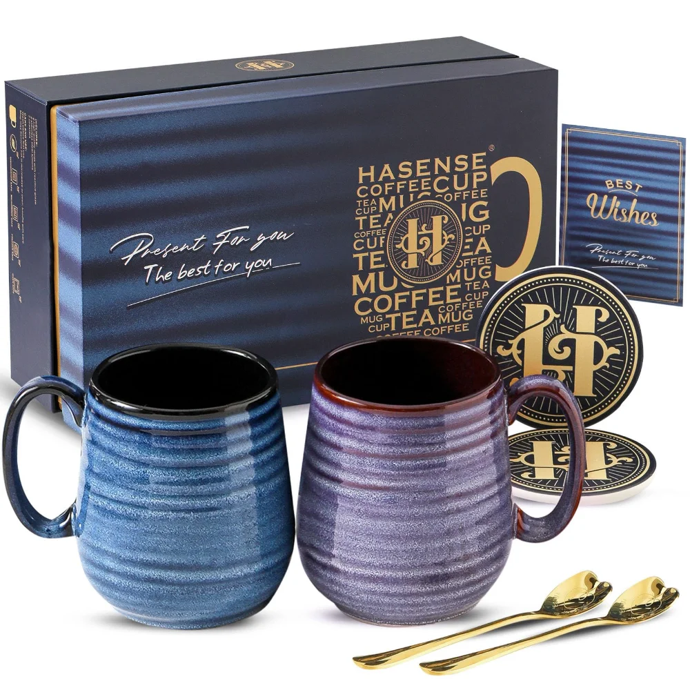 HASENSE Coffee Mugs, 20 oz, Blue & Purple