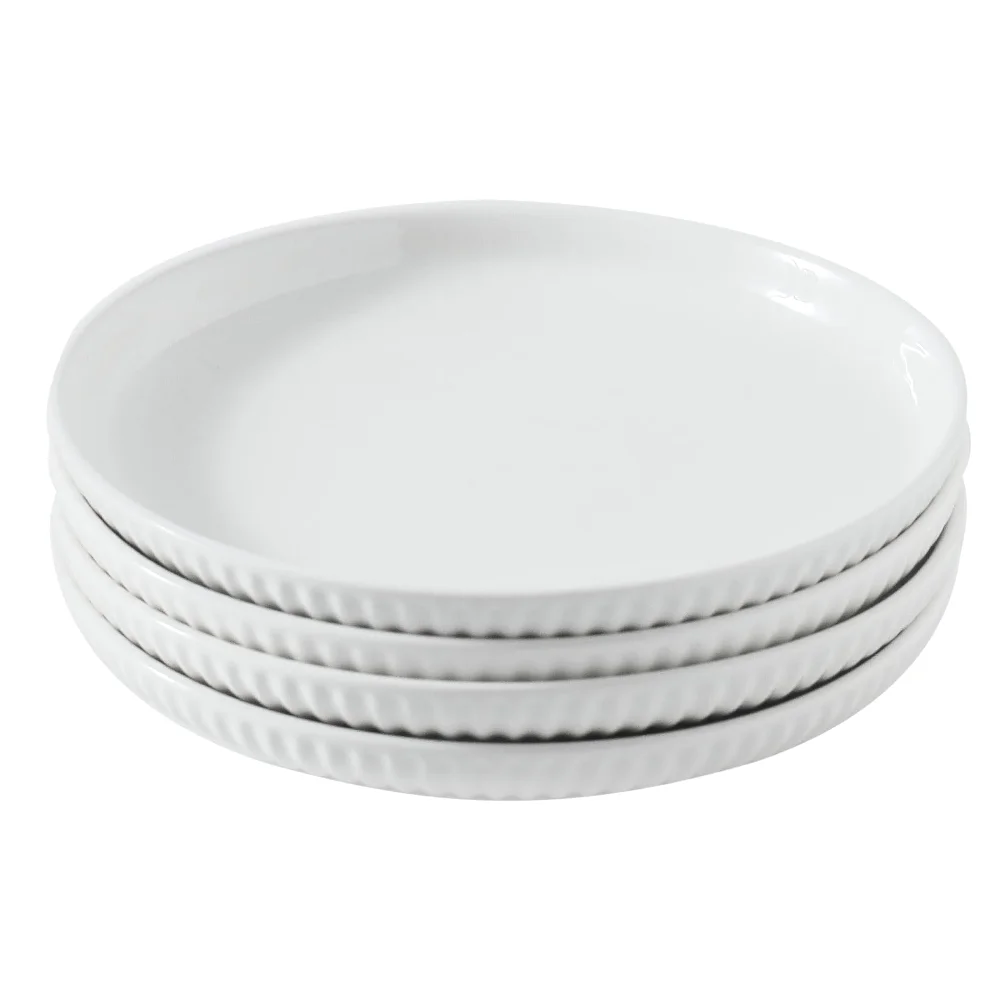 HASENSE Dinner Plates (Set of 4), 10 in, White