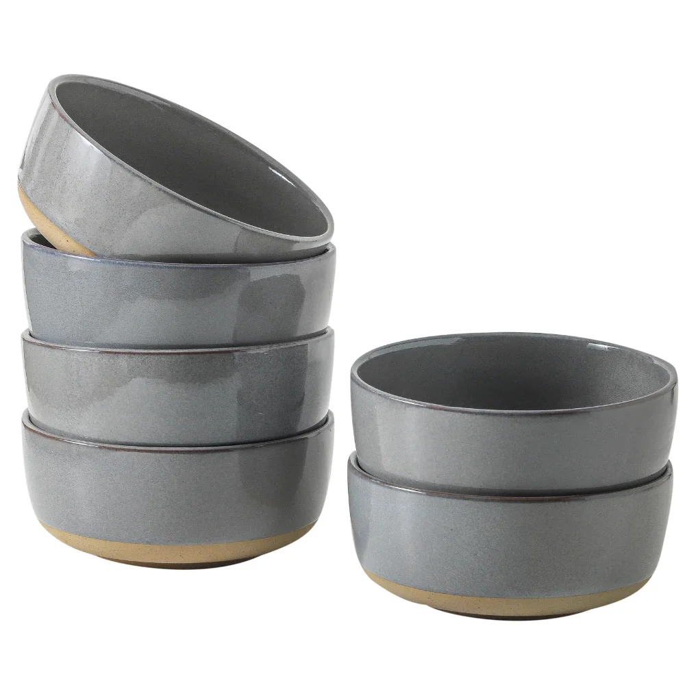 HASENSE Soup Bowls (Set of 6), 30 oz, Dark Gray