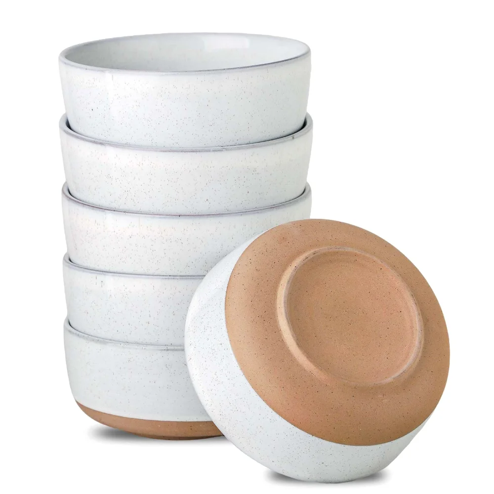 HASENSE Two-Tone Cereal Bowls (Set of 6), 30 oz, Bluish