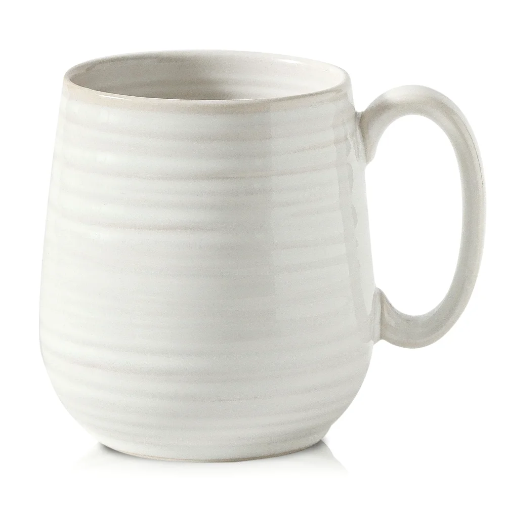 HASENSE Clay-Infused Coffee Mugs, 20 oz, Clay-Infused White