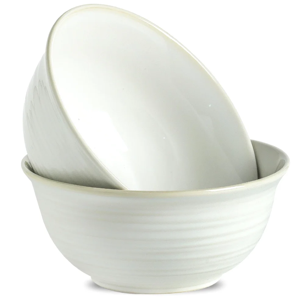 HASENSE Clay-Infused Serving Bowls (Set of 2), 84 oz, Clay-Infused White
