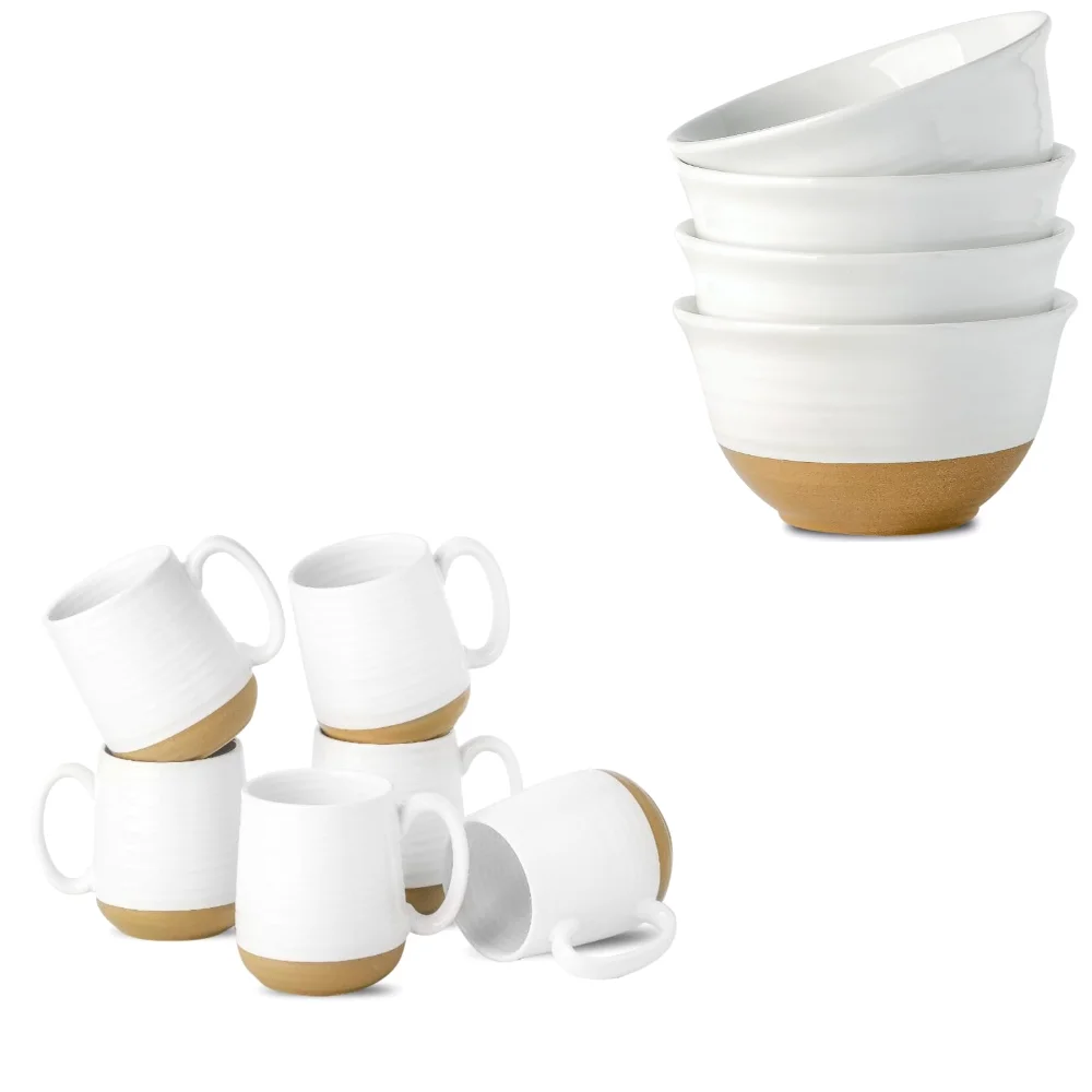HASENSE Mug & Bowl Bundle, 15 oz, White