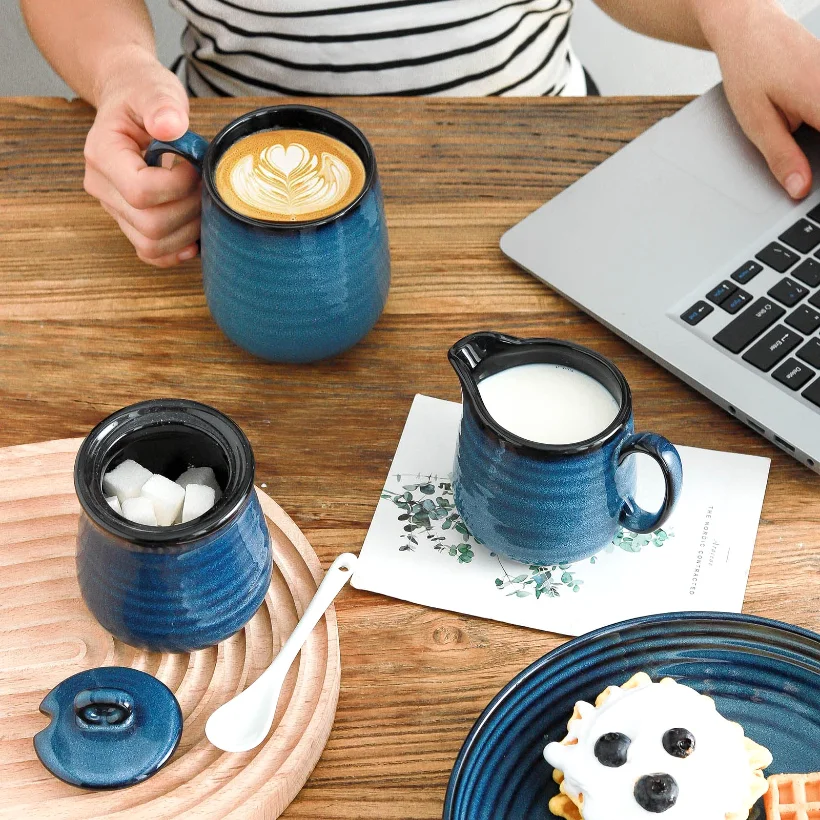 HASENSE Mug & Sugar Set Bundle, 615 oz, Blue