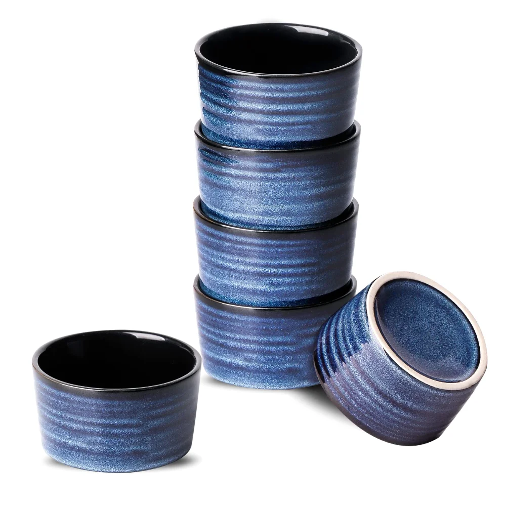 HASENSE Ramekins (Set of 6), 4 oz, Blue