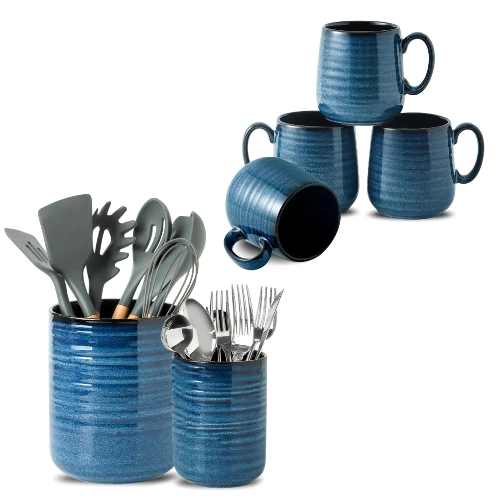 HASENSE Utensil Crock & Mug Bundle