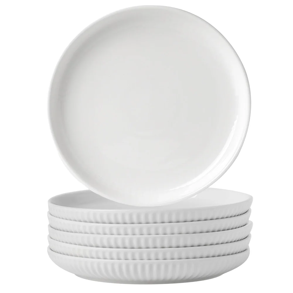 HASENSE Dinner Plates (Set of 6), 10 in, White