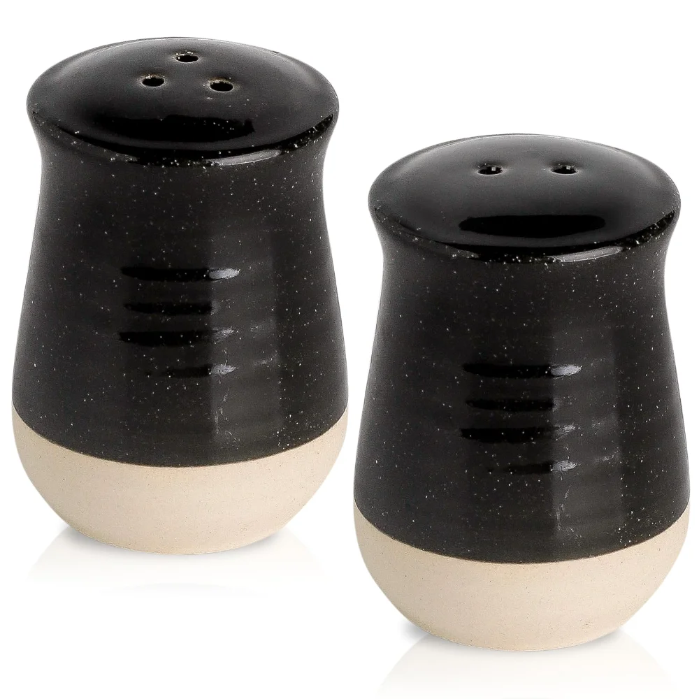 HASENSE Farmhouse Salt & Pepper Shakers, Black