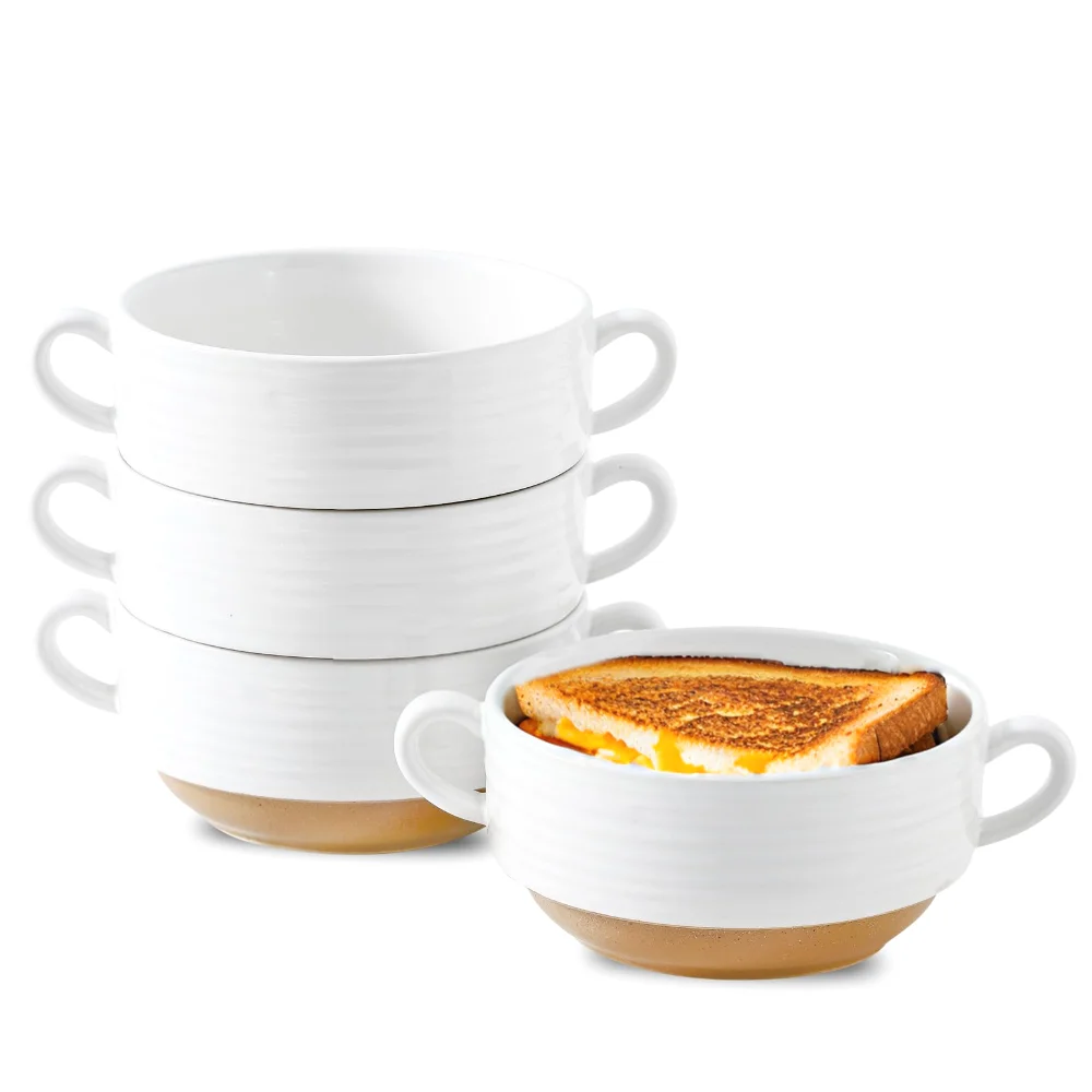 HASENSE Holiday Soup Bowls (Set of 4), 20 oz, White