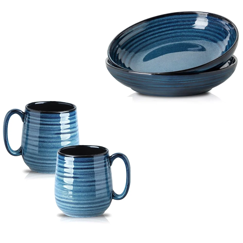 HASENSE Mug & Bowl Bundle (Set of 2), 20 oz, Blue