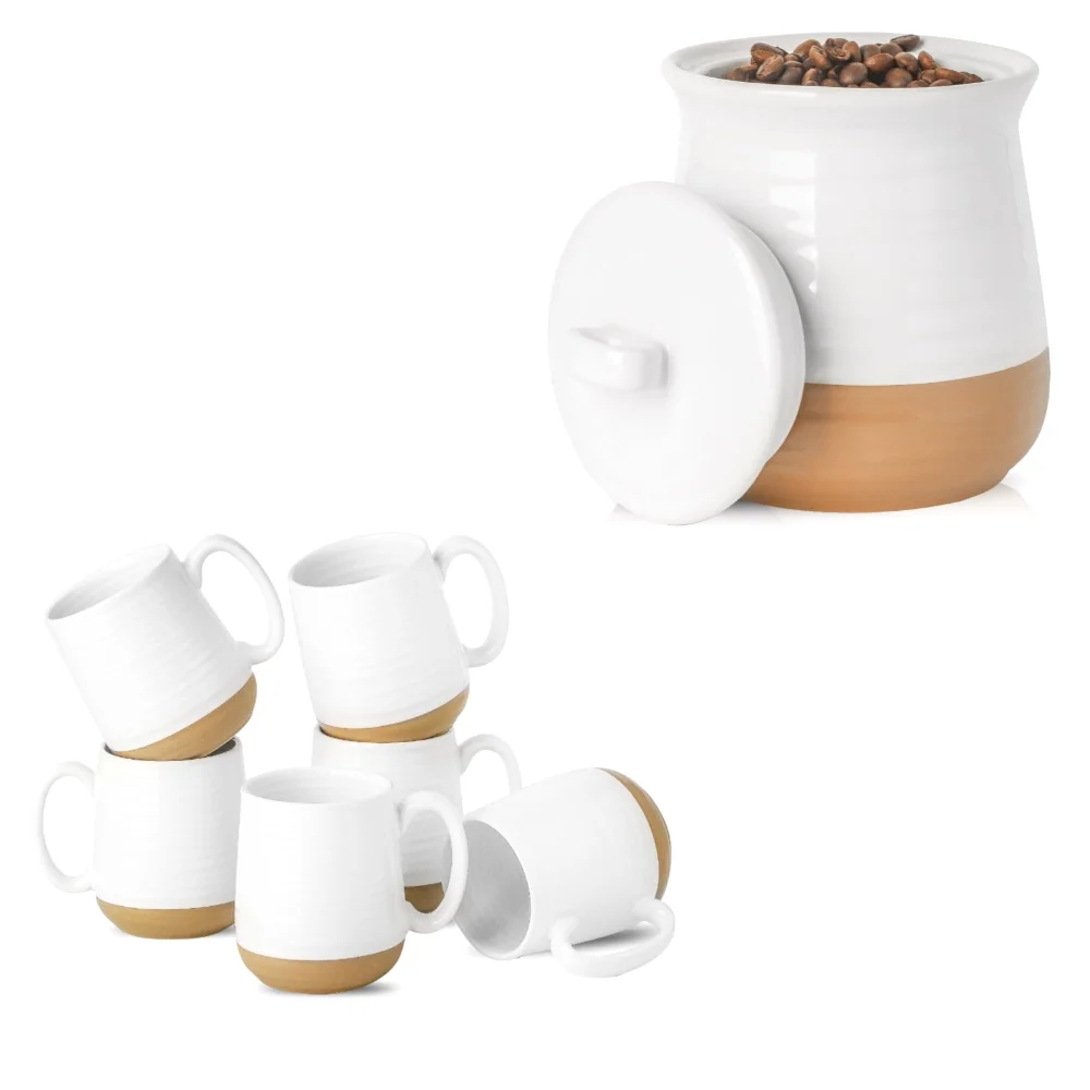 HASENSE Mug & Storage Jar Bundle, 15 oz, White