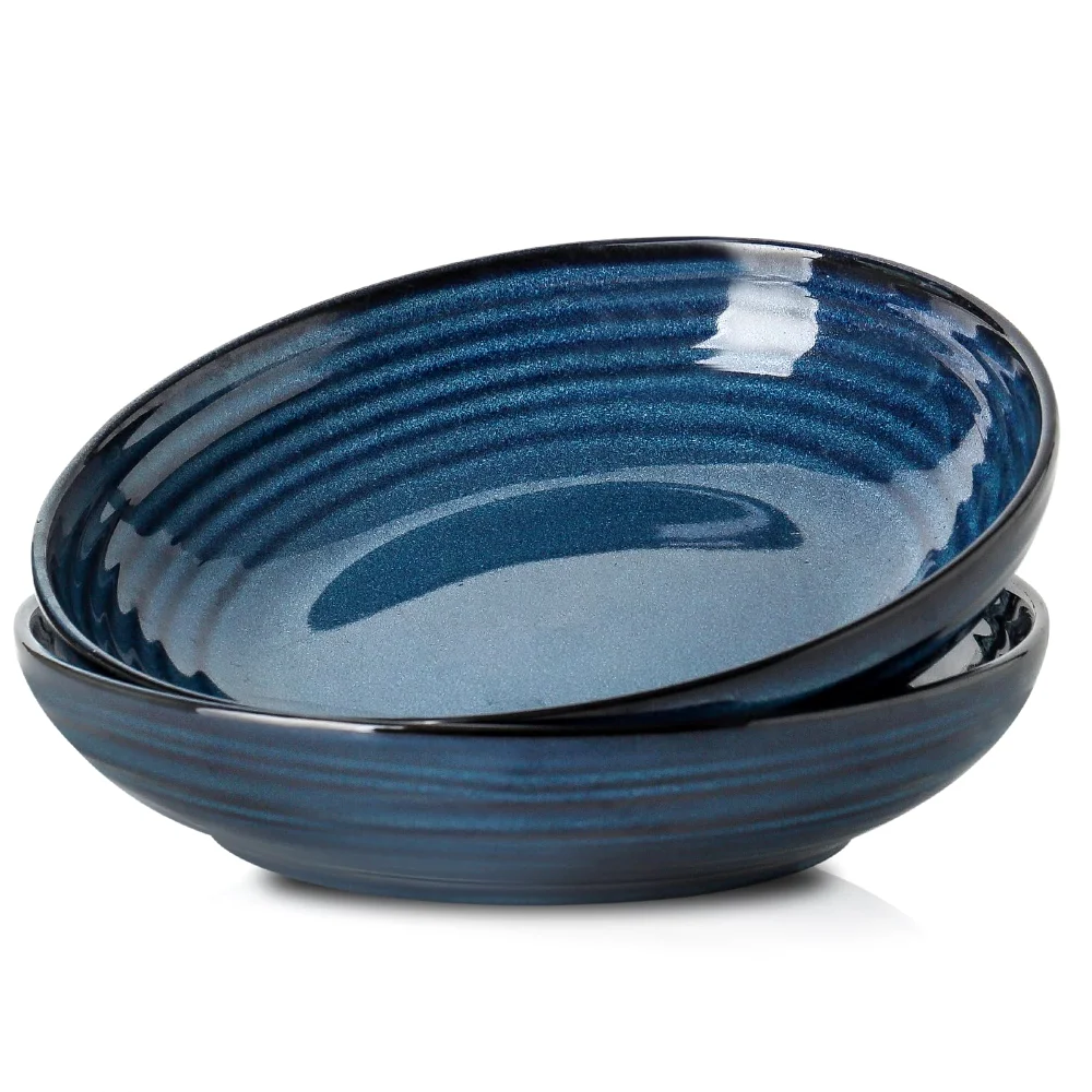 HASENSE Pasta Bowls (Set of 2), 32 oz, Blue