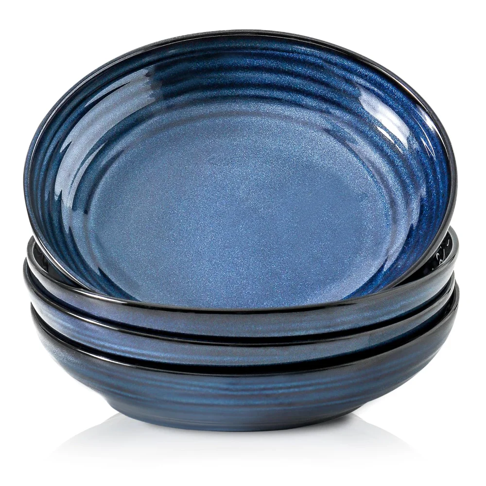 HASENSE Pasta Bowls (Set of 4), 32 oz, Blue
