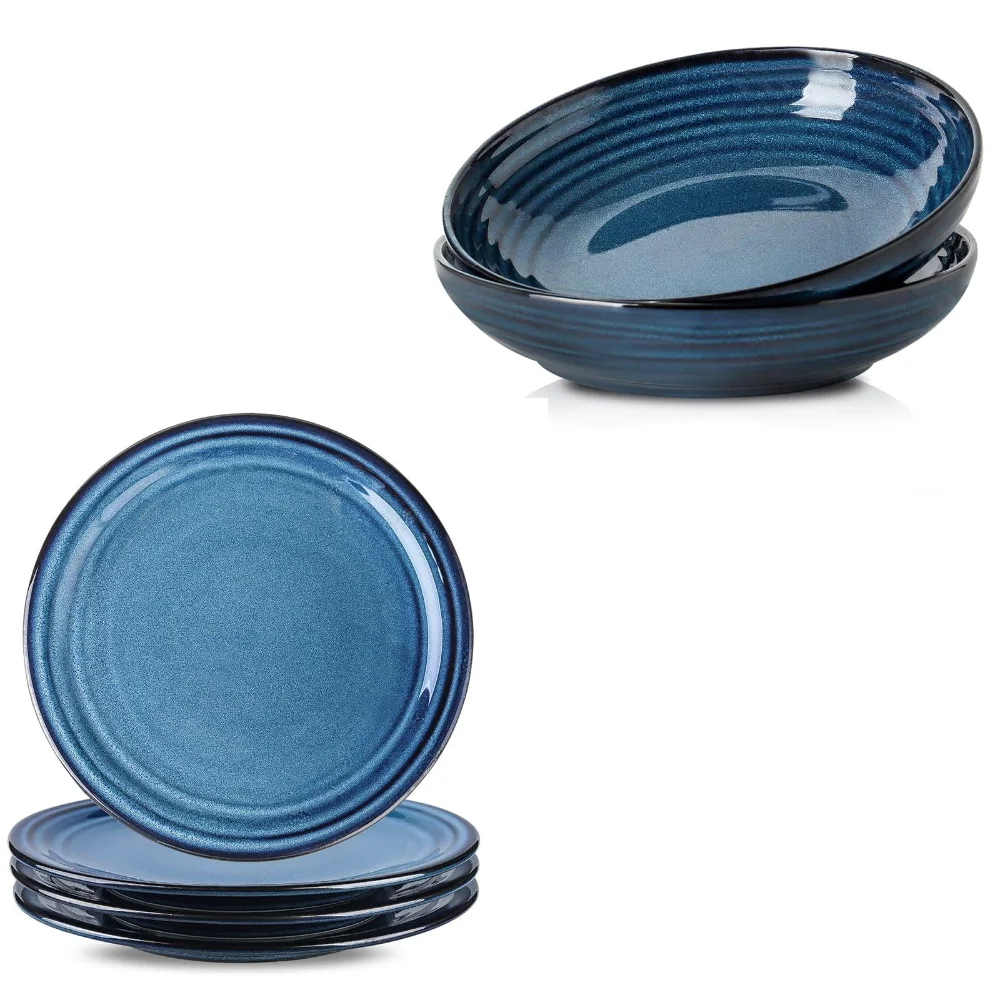 HASENSE Plate & Bowl Bundle (Set of 4), 10 in, Blue