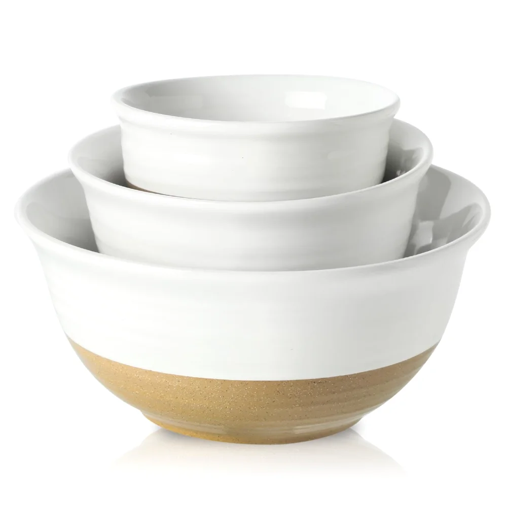 HASENSE Serving Bowls (Set of 3), 0.5 qt, White