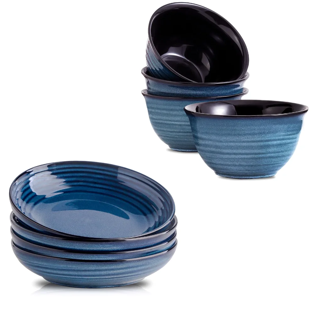 HASENSE Soup Bowls (Set of 4), 32 oz, Blue