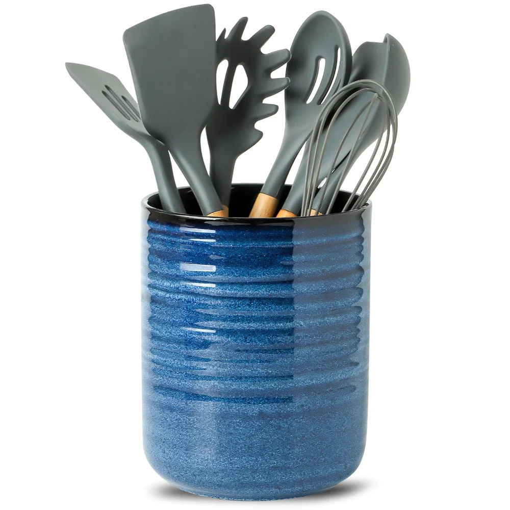 HASENSE Utensil Crock, 7.4 in, Navy
