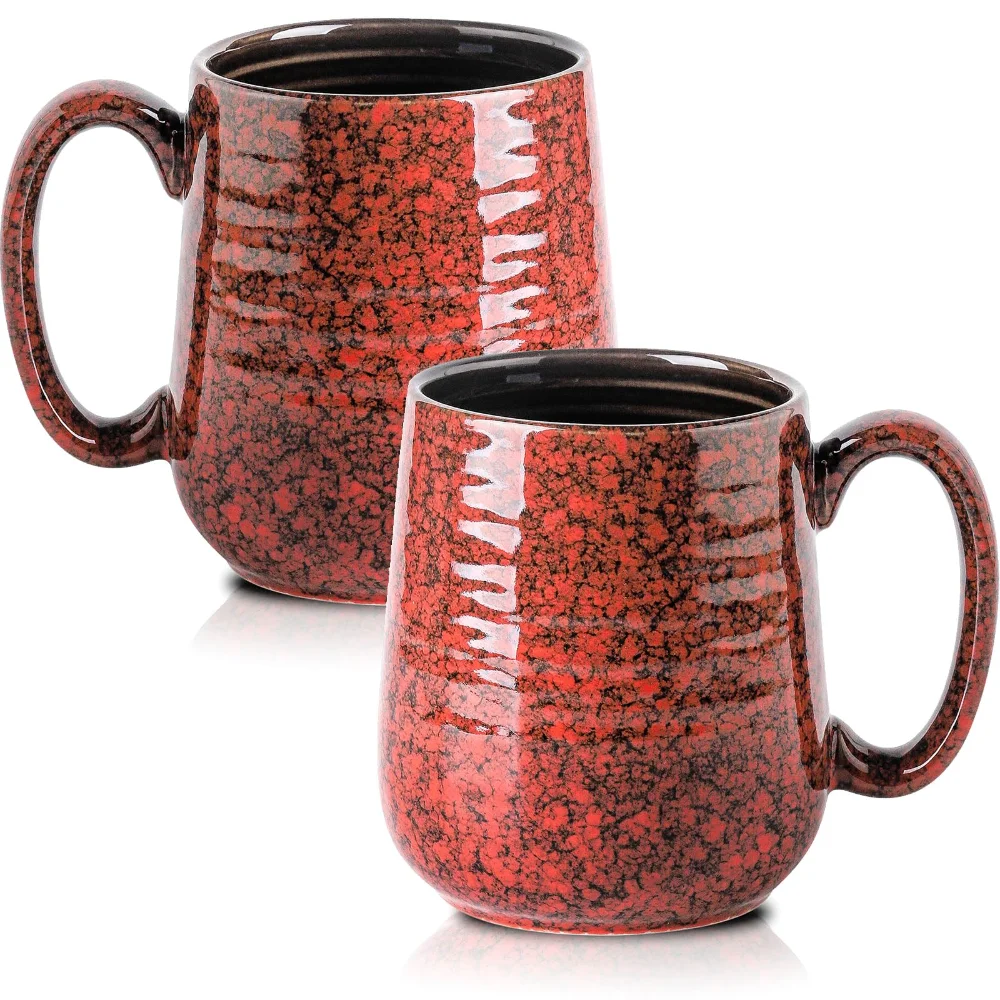 HASENSE Coffee Mugs (Set of 2), 20 oz, Red
