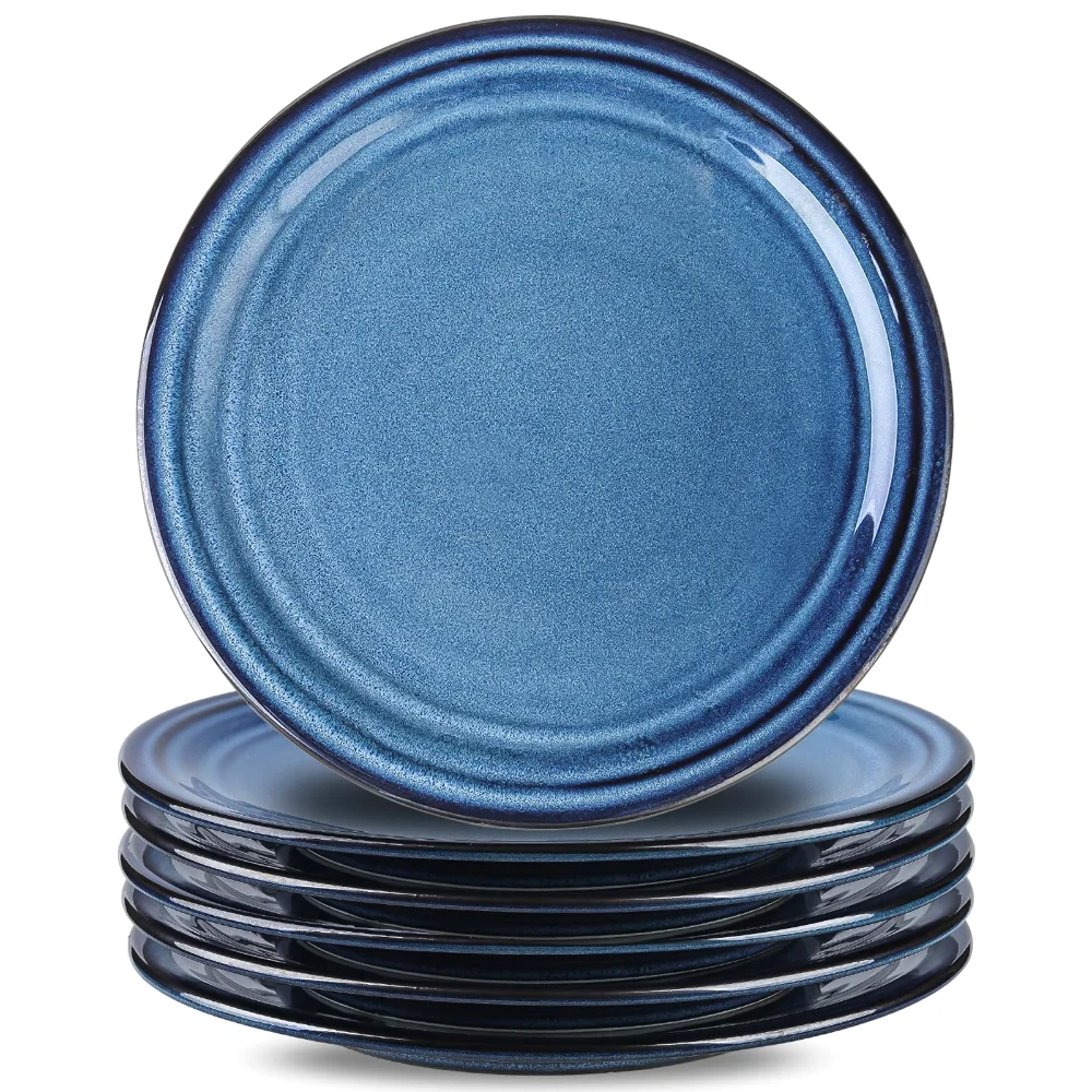 HASENSE Dinner Plates (Set of 6), 10 in, Blue