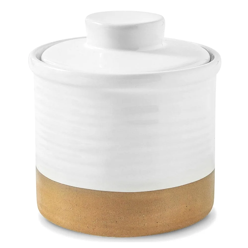 HASENSE Farmhouse Butter Dish, White