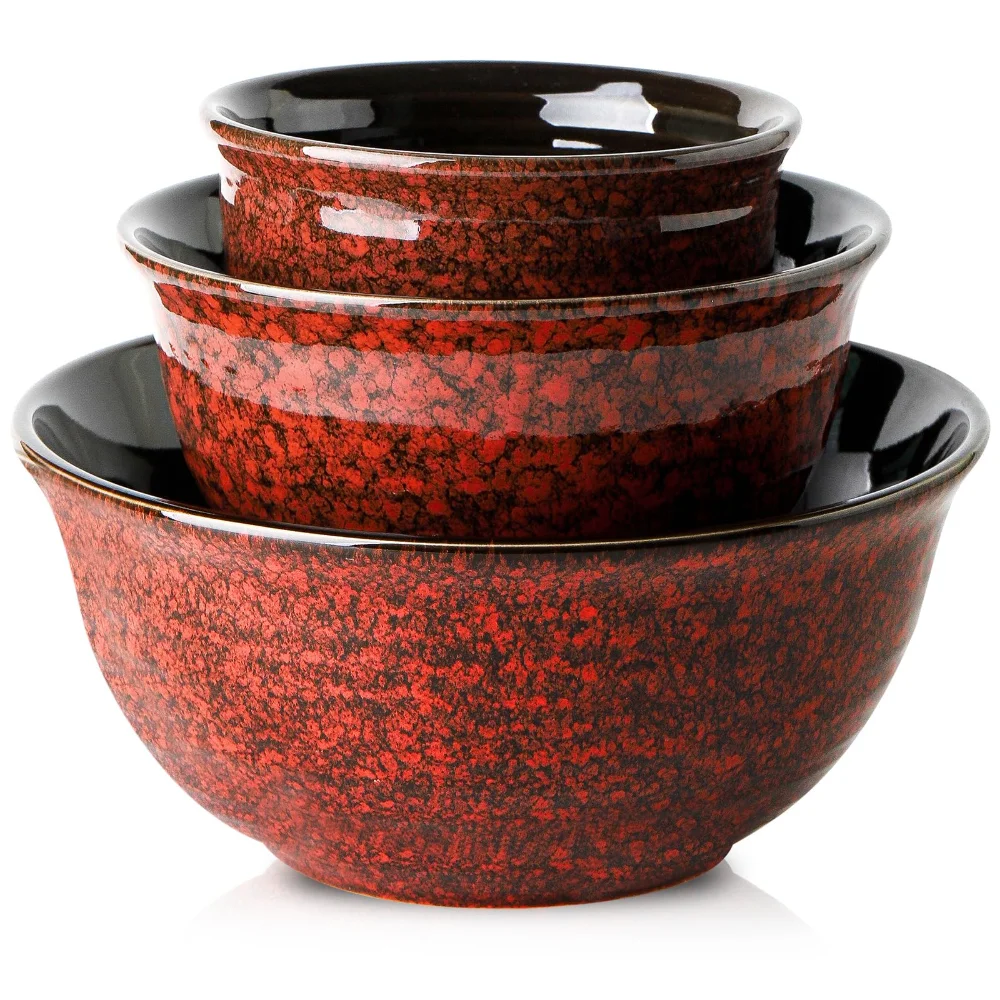 HASENSE Mixing Bowls (Set of 3), 0.5 qt, Red