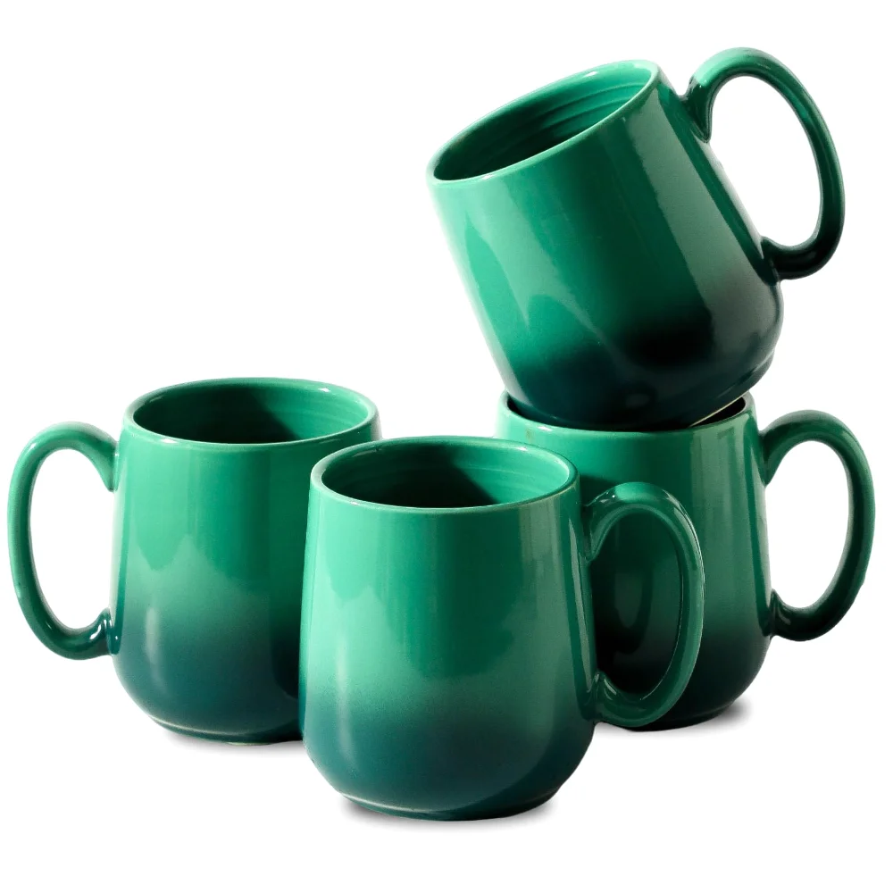 HASENSE Ombre Mug & Espresso Cup Bundle (Set of 4), 15 oz, Green