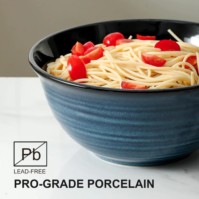 HASENSE Pasta Bowls (Set of 4), 84 oz, Blue