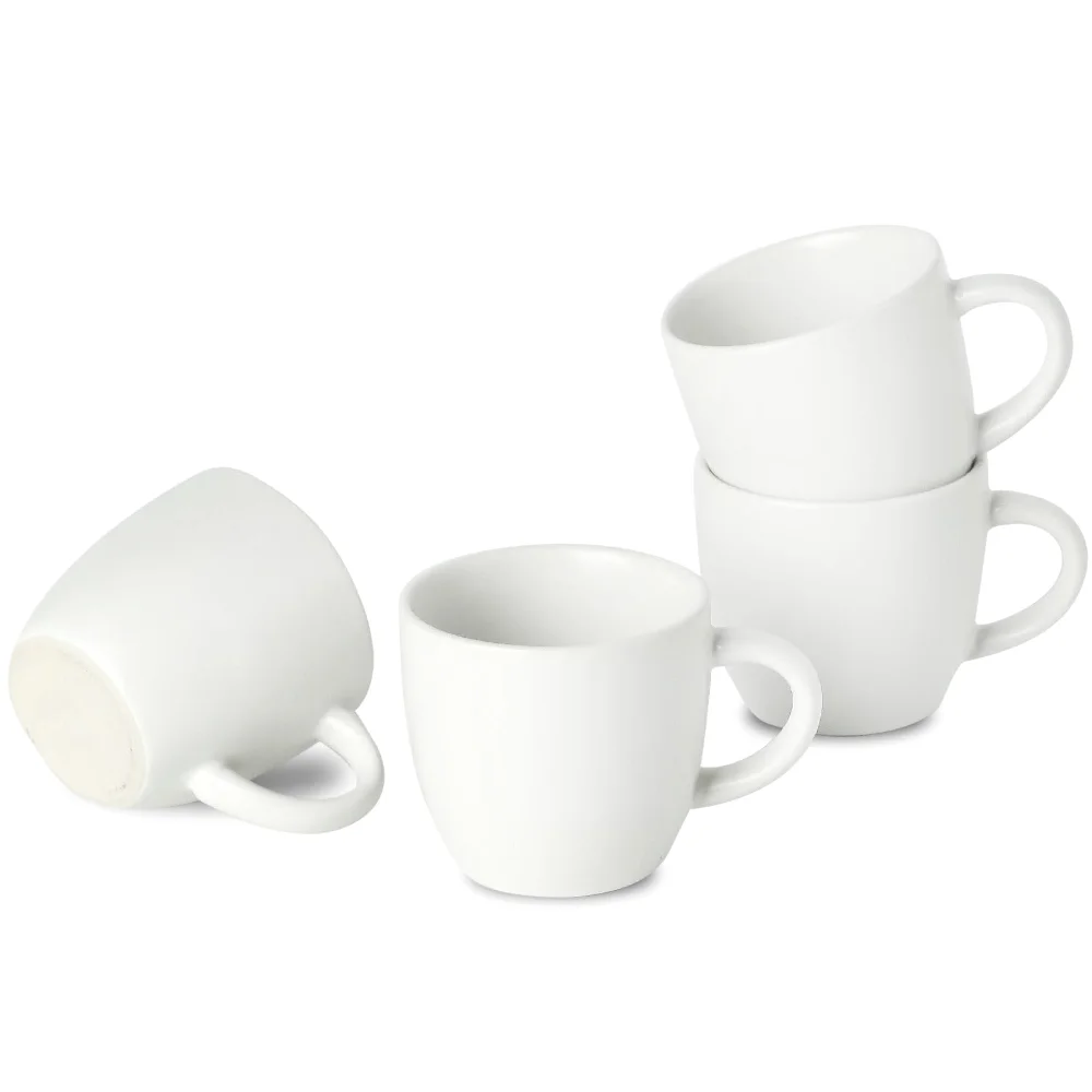 HASENSE Espresso Cups & Saucers, 3 oz, White