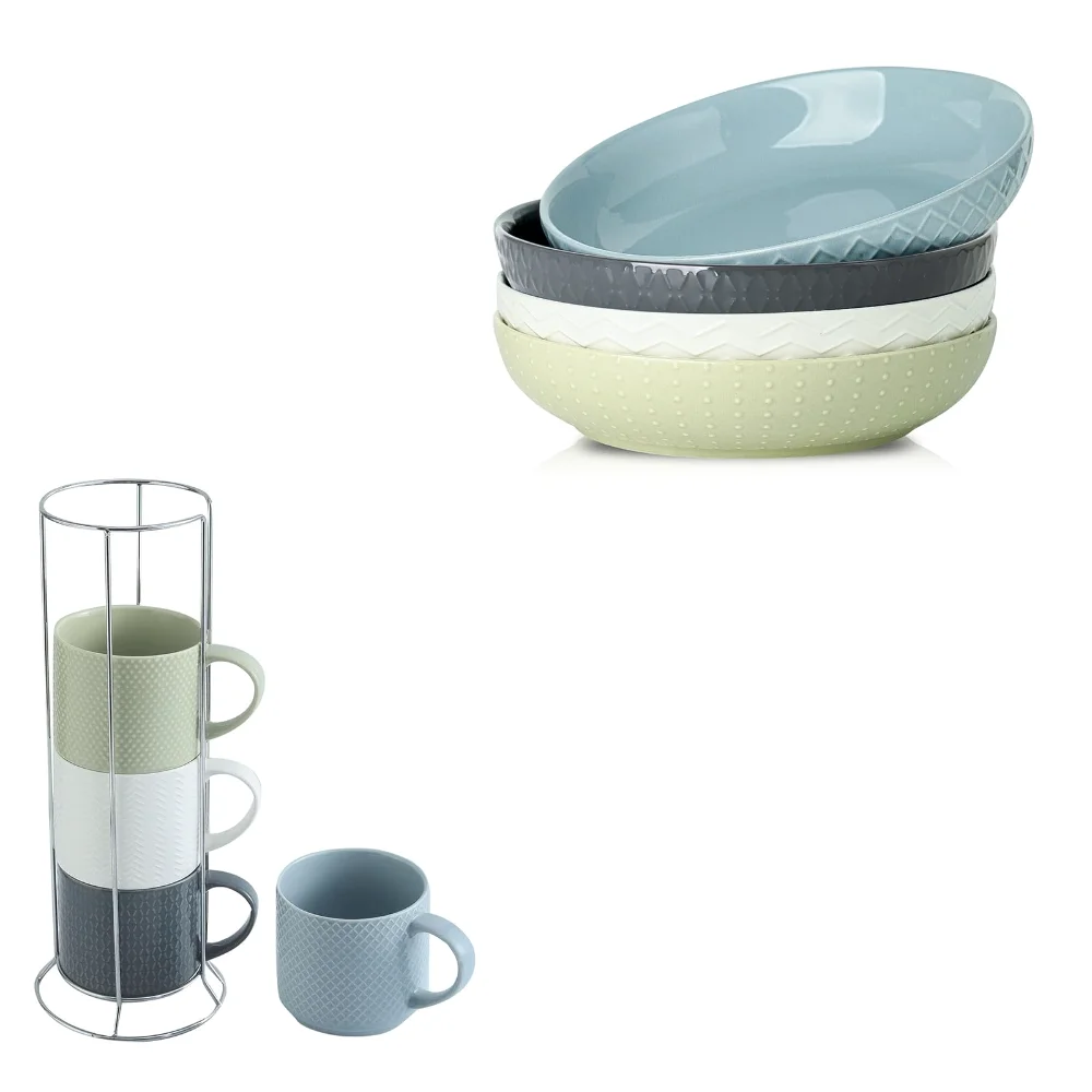 HASENSE Bowl & Mug Bundle (Set of 4), 42 oz