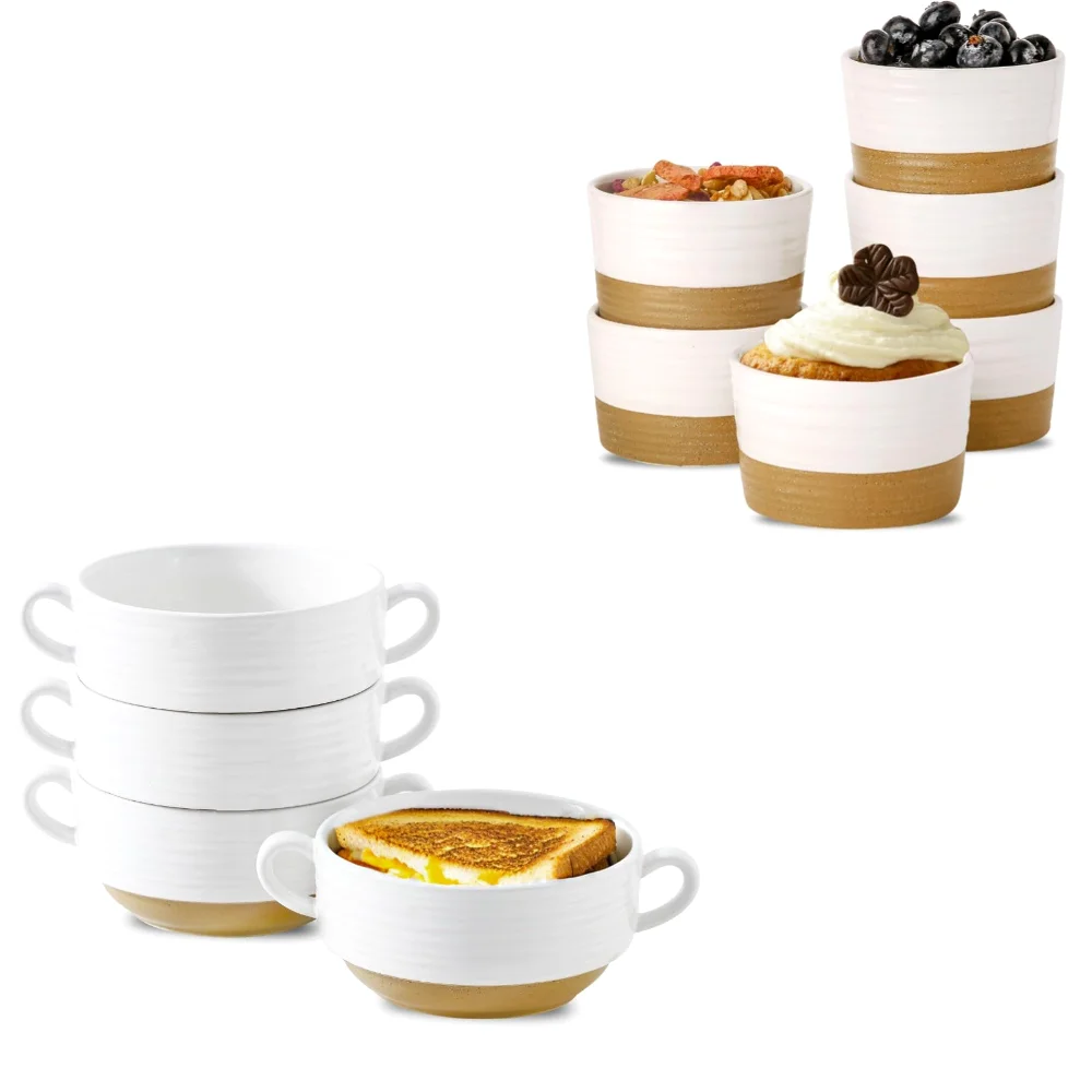 HASENSE Bowl & Ramekin Bundle, 8 oz, White