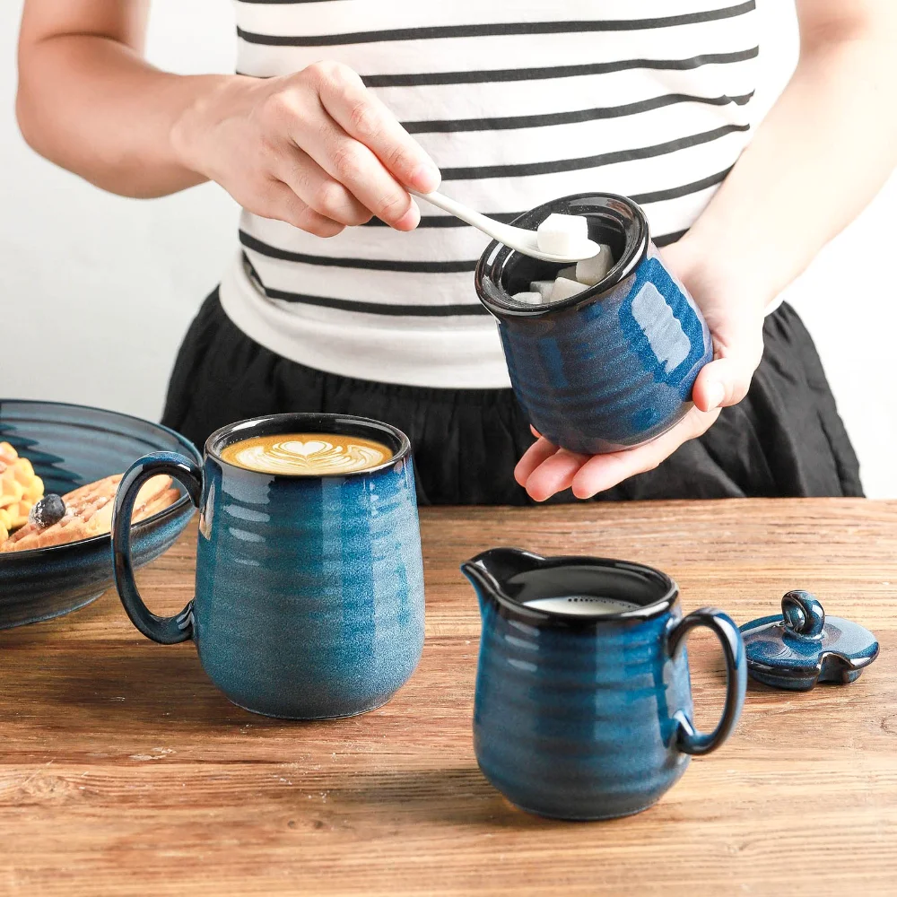 HASENSE Sugar Set & Storage Jar Bundle (Set of 3), Blue