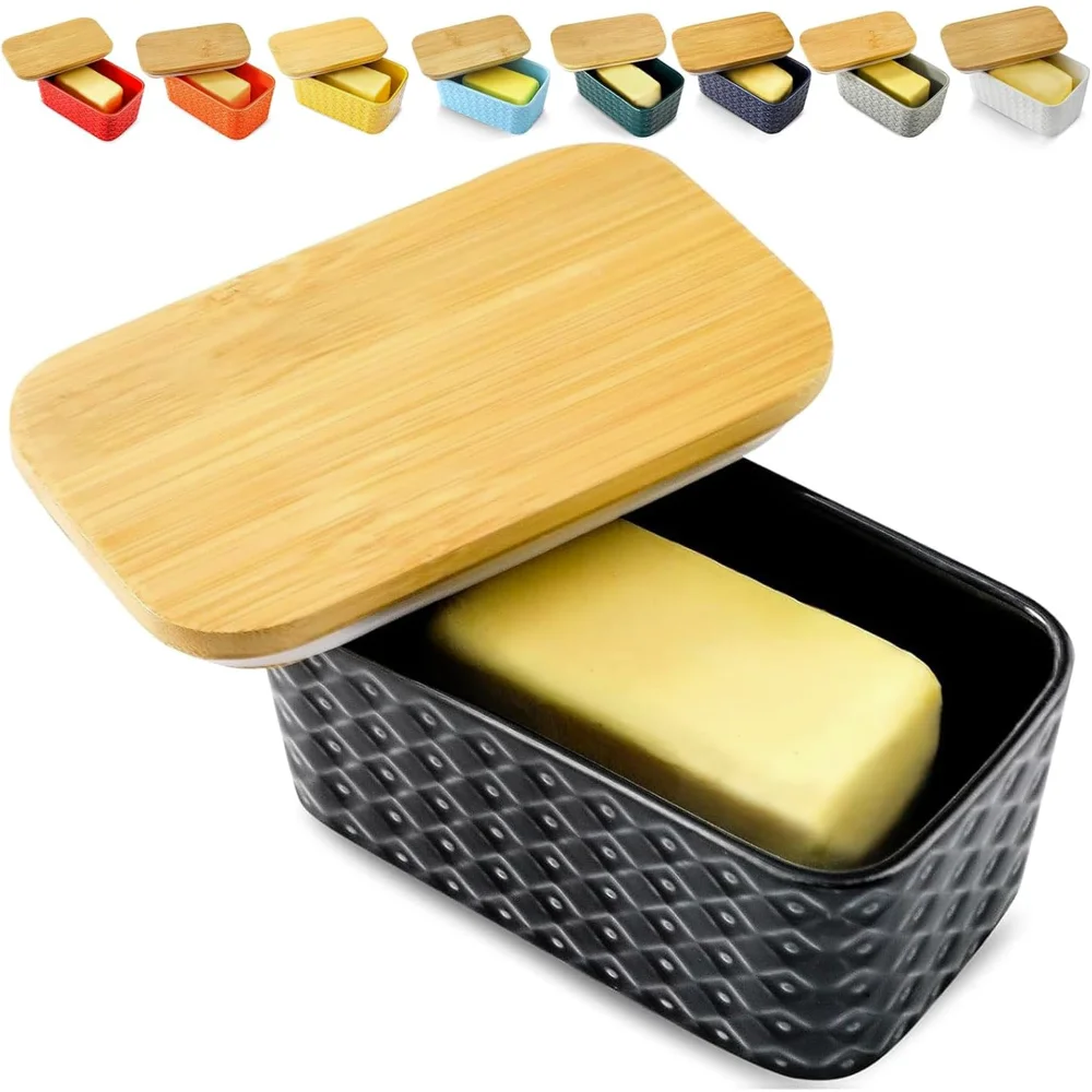 HASENSE Embossed Butter Dish, Black