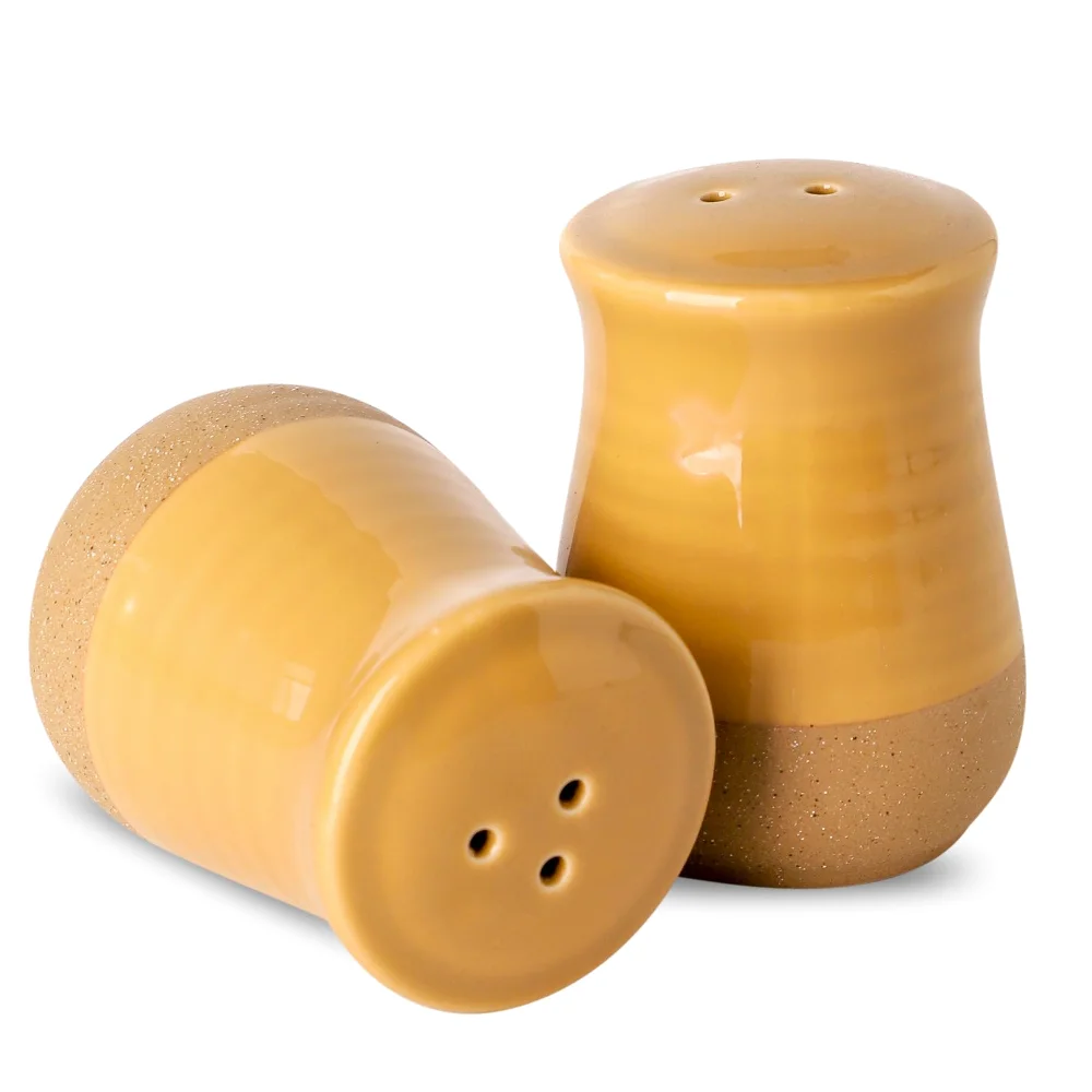 HASENSE Farmhouse Salt & Pepper Shakers (Set of 2), Yellow