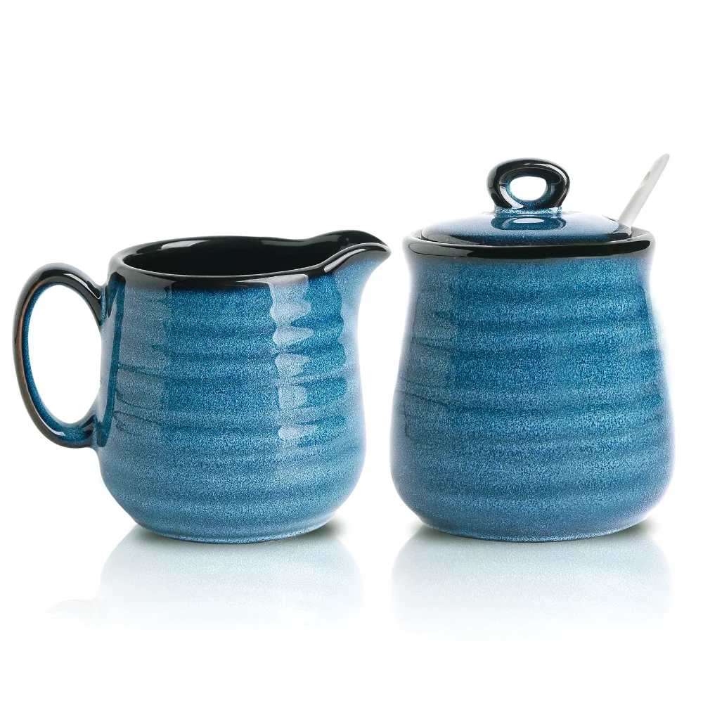 HASENSE Farmhouse Sugar Set & Bowl Bundle, 11 oz, Blue