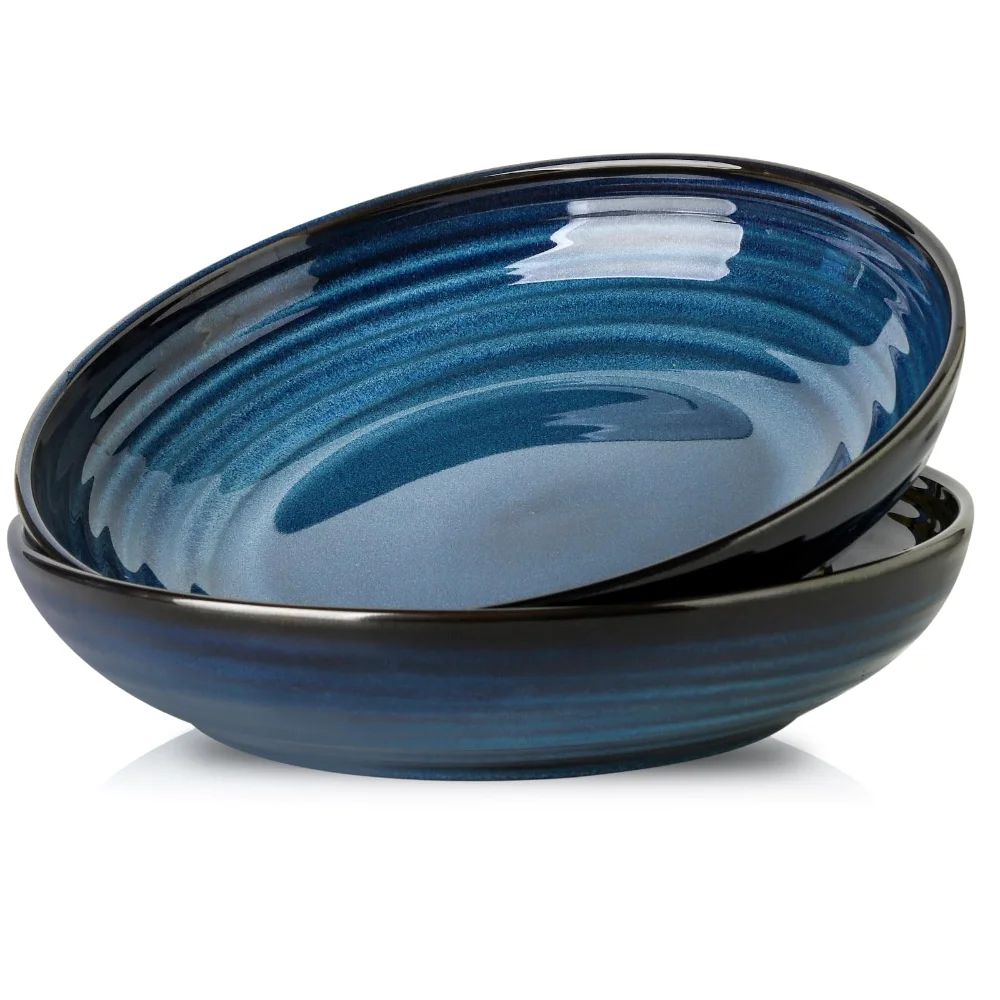 HASENSE Pasta Bowls (Set of 2), 49 oz, Blue