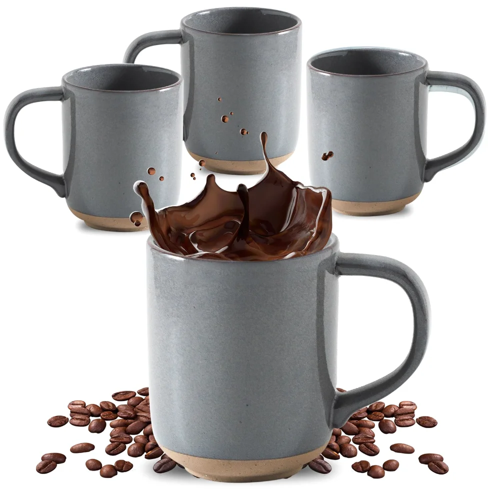 HASENSE Speckled Coffee Mugs (Set of 4), 12 oz, Dark Gray