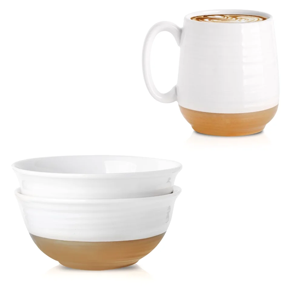 HASENSE Bowl & Mug Bundle, 60 oz, White